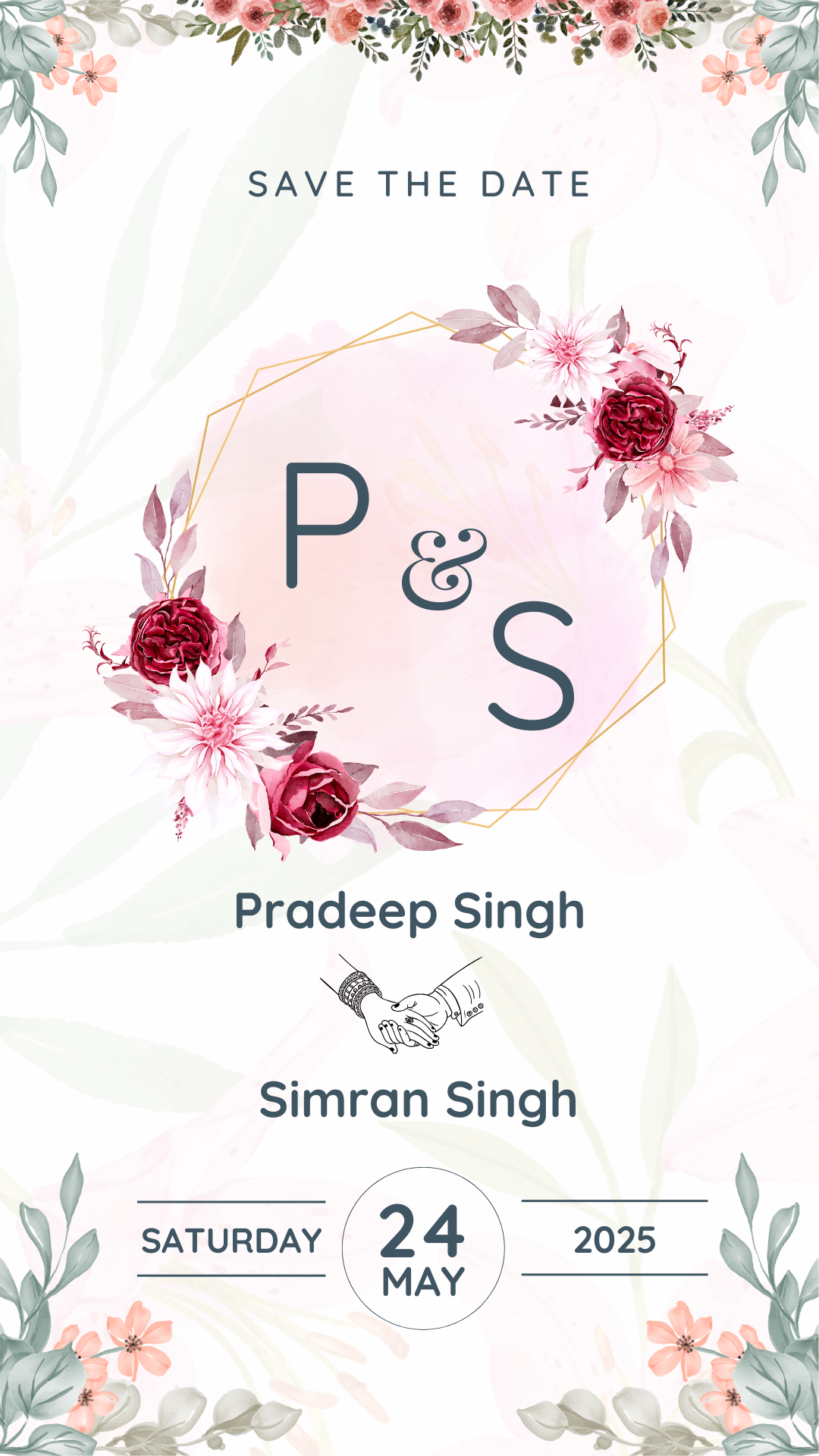 Light Pink Wedding Invitation Card — Digital Editable Download