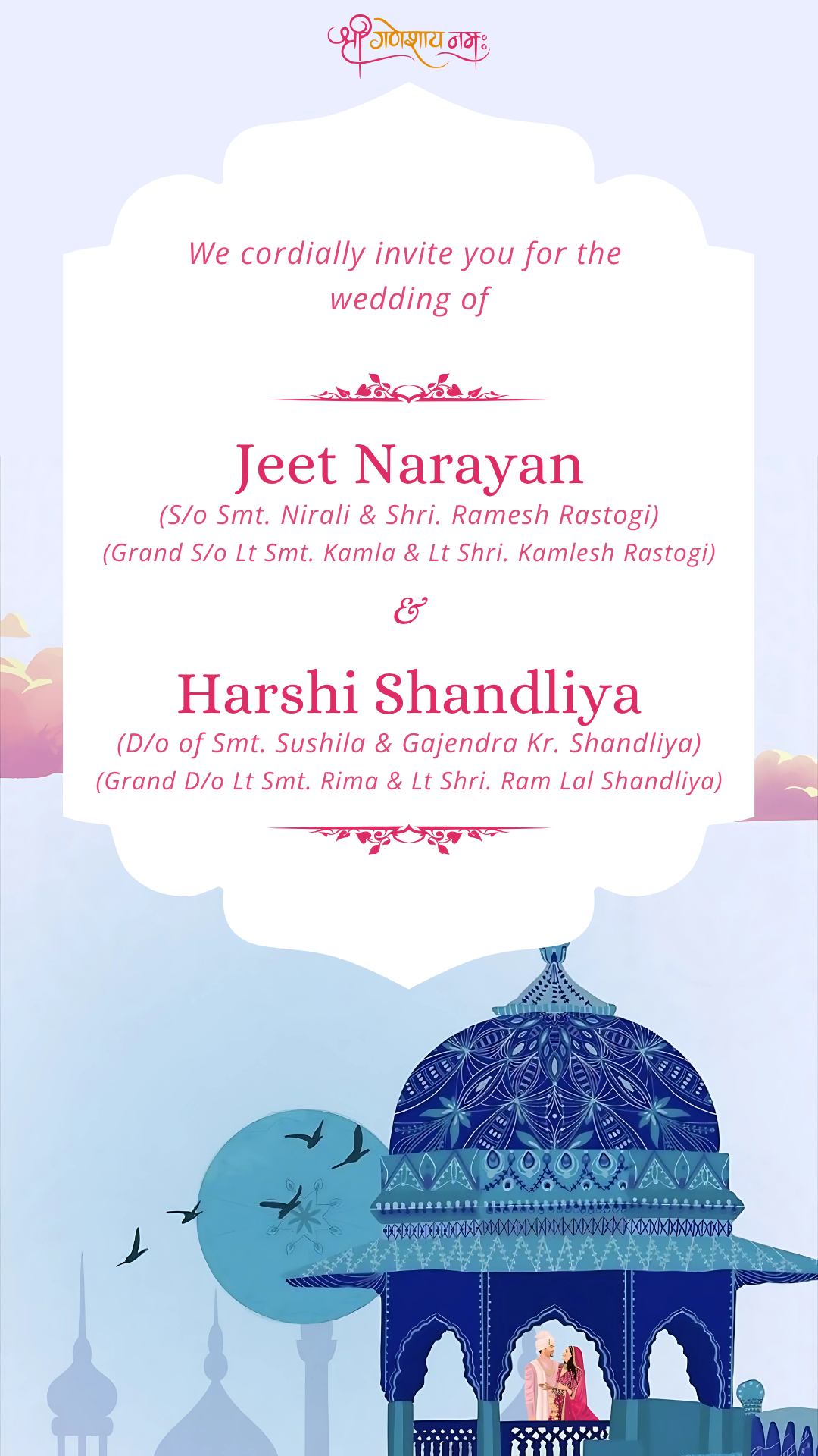 Royal Temple Wedding Invitation — Editable Digital Download